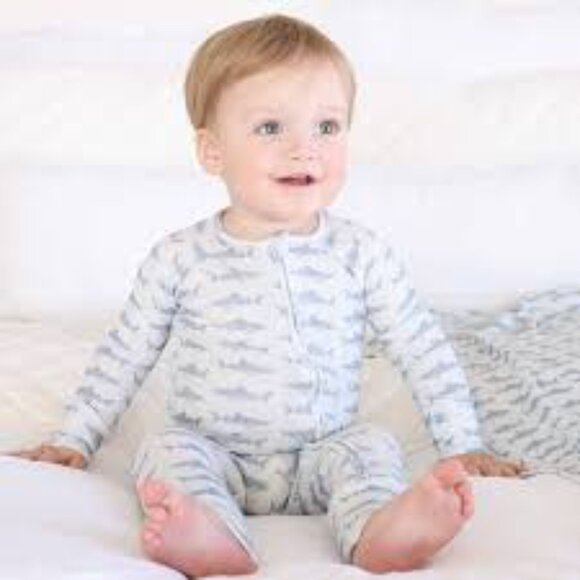 Caden Lane Fins Up Bamboo Waffle Zipper Footie - Picture 4 of 4